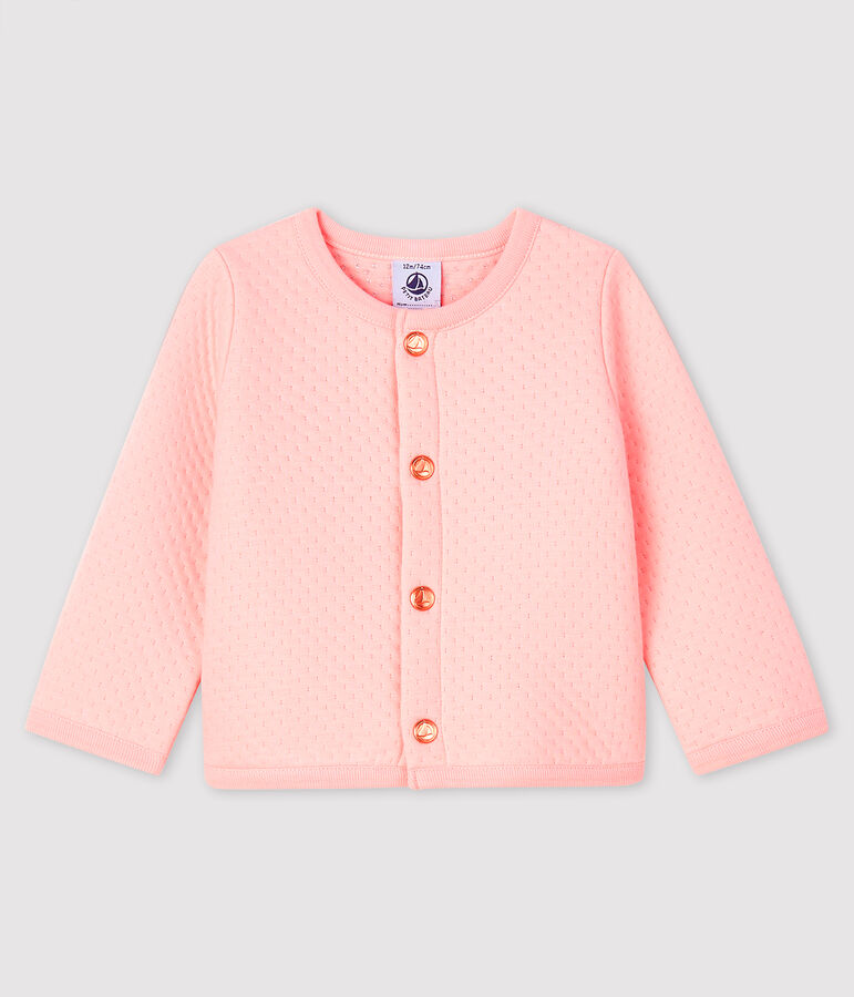 Cardigan b&eacute;b&eacute; fille en tubique rose