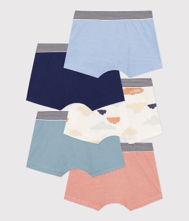 Lot de 5 boxers nuages en coton petit gar&ccedil;on multicouleur