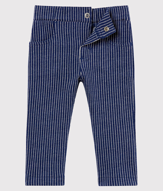 Pantalon en maille rayée bébé garçon bleu SMOKING/blanc MARSHMALLOW