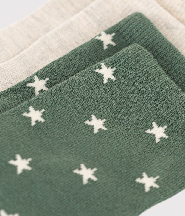 2 paires de chaussettes en coton &eacute;toiles enfant multicouleur