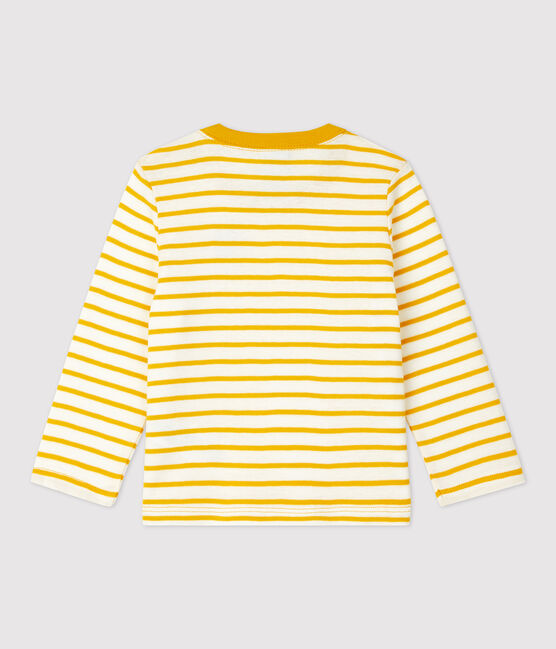 Tee-shirt rayé en coton bébé blanc MARSHMALLOW/jaune BOUDOR