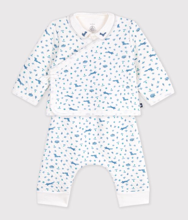Ensemble b&eacute;b&eacute; en coton &agrave; col imprim&eacute; renard blanc/multicouleur