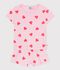 Pyjama short enfant en coton imprim&eacute; c&oelig;urs rose/orange