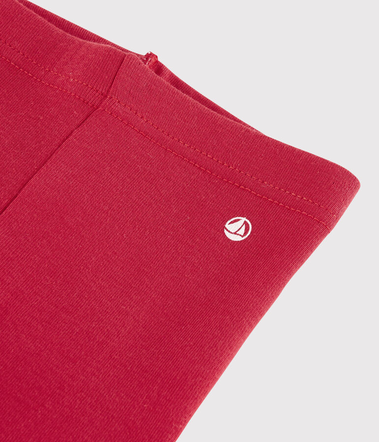 Legging b&eacute;b&eacute; fille en c&ocirc;te 1x1 unie rouge TERKUIT