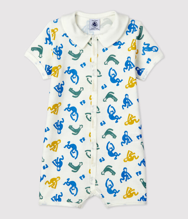 Combicourt b&eacute;b&eacute; singes phosphorescents en coton blanc/multicouleur