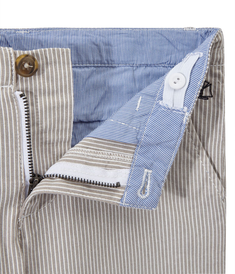 Bermuda gar&ccedil;on ray&eacute; gris MINERAI/blanc LAIT