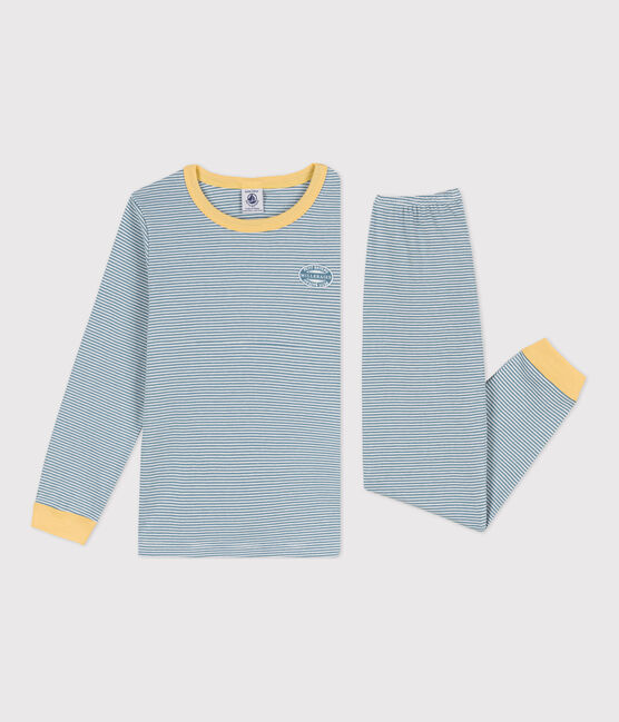 Pyjama milleraies en coton enfant bleu ROVER/blanc MARSHMALLOW