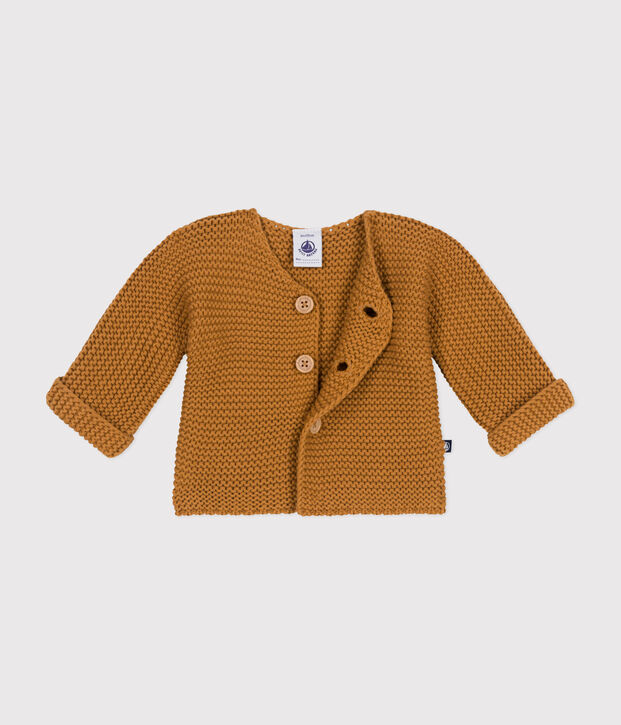 Cardigan en tricot point mousse b&eacute;b&eacute; marron