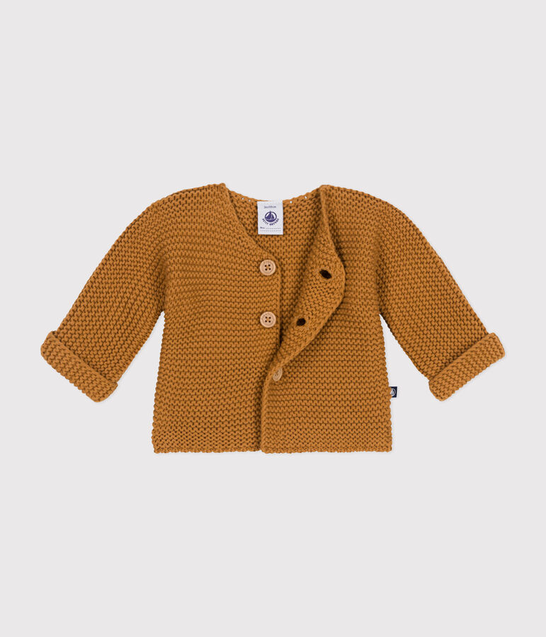 Cardigan en tricot point mousse b&eacute;b&eacute; marron