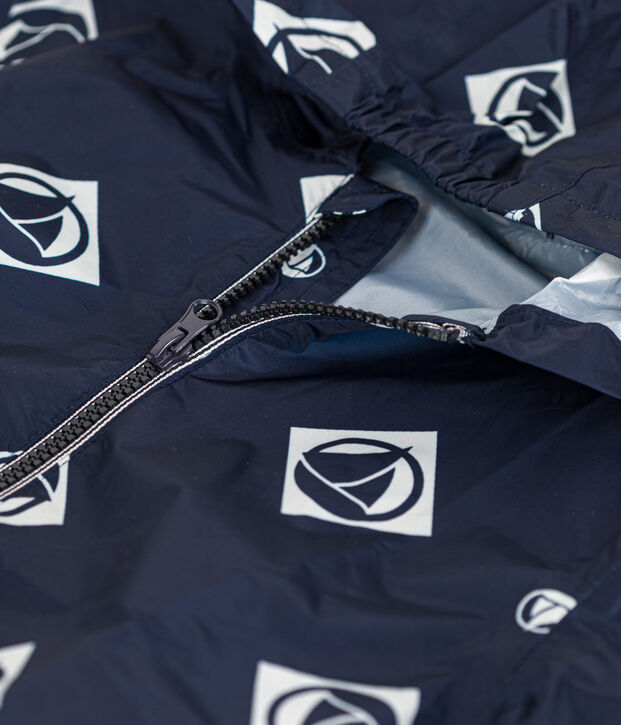 Coupe-vent, mati&egrave;re recycl&eacute;e enfant fille/gar&ccedil;on bleu/blanc