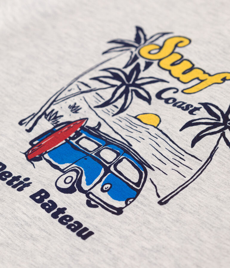 Teeshirt enfant en coton manches courtes imprim&eacute; gris BELUGA CHINE