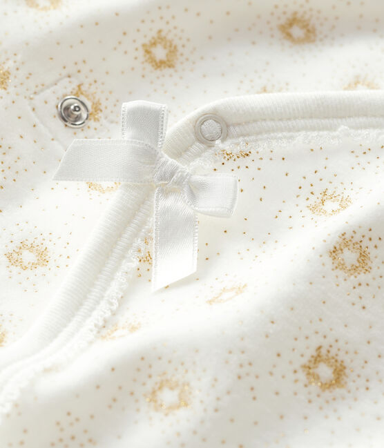 Dors bien bébé fille en velours blanc MARSHMALLOW/jaune OR