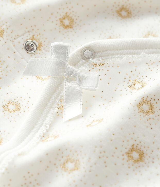 Dors bien b&eacute;b&eacute; fille en velours blanc/jaune