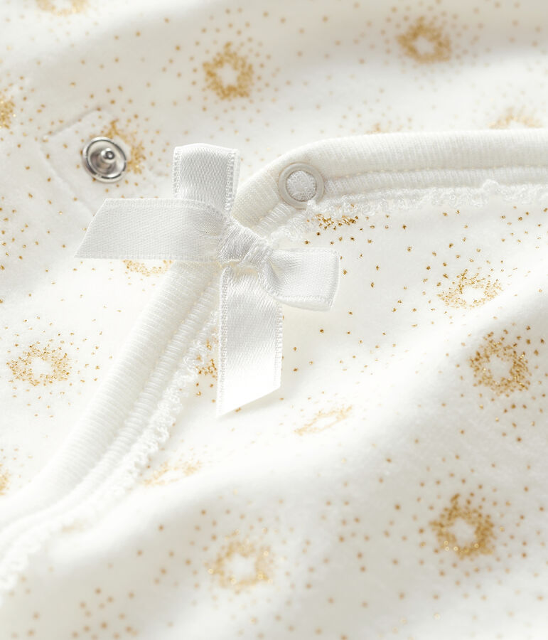 Dors bien b&eacute;b&eacute; fille en velours blanc/jaune
