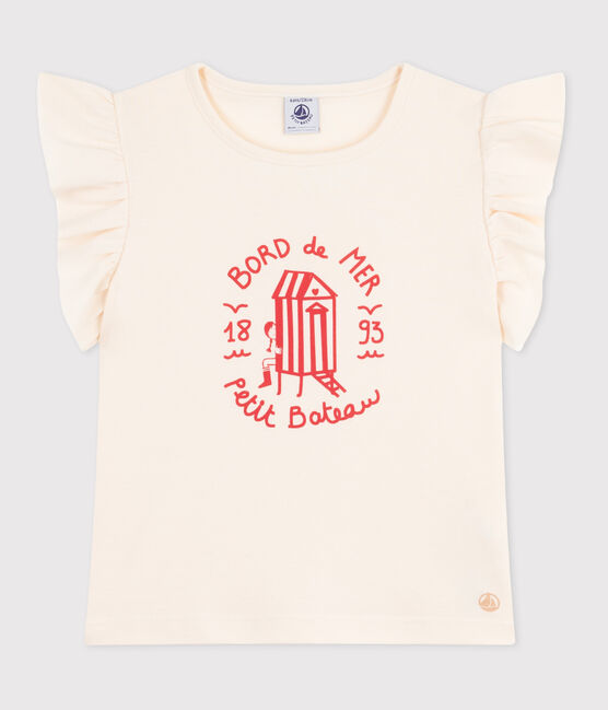 Teeshirt enfant en coton manches courtes imprimé écru AVALANCHE