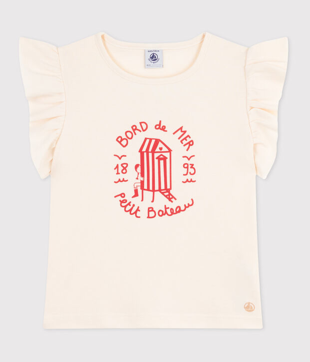 Teeshirt enfant en coton manches courtes imprim&eacute; &eacute;cru