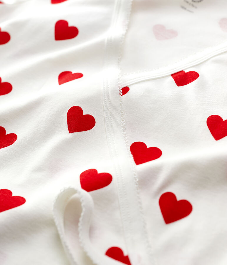 Cache-c&oelig;ur en coton BIO Femme blanc/rouge