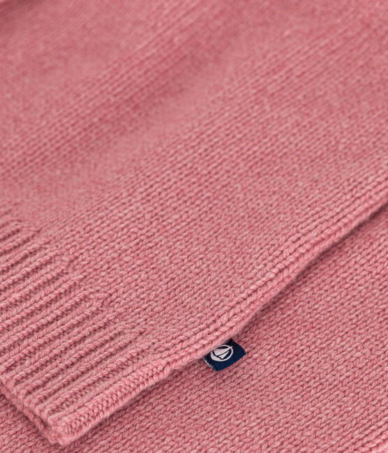 Cardigan jacquard laine et coton enfant fille rose ROSEWOOD/ AVALANCHE