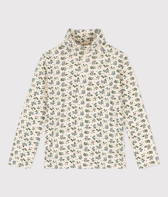 Sous-pull imprimé fleuri en coton enfant fille blanc AVALANCHE+VALLEE/ MULTICO