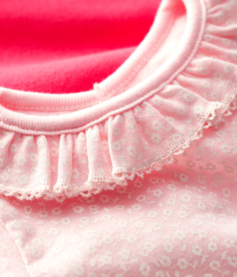 Lot de 2 bodies &agrave; col en coton b&eacute;b&eacute; fille multicouleur