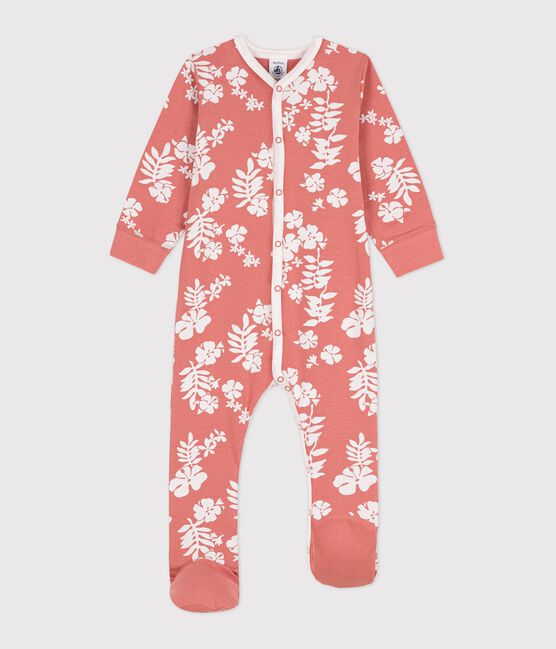 Dors-bien bébé hawaï avec pieds amovibles en coton rose PAPAYE/ MARSHMALLOW