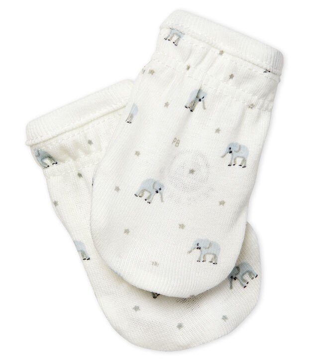 Paire de moufles b&eacute;b&eacute; en c&ocirc;te blanc/multicouleur