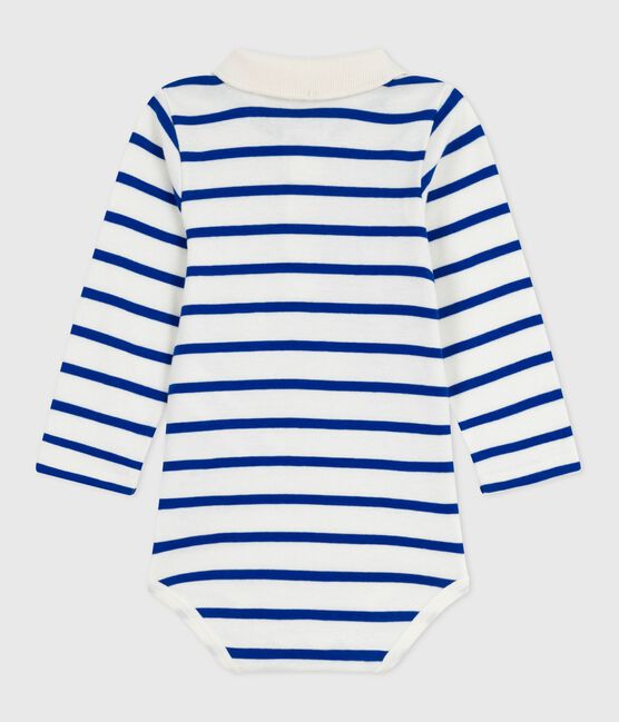 Body bébé en coton col polo rayé bleu MILK/ OLYMPIC