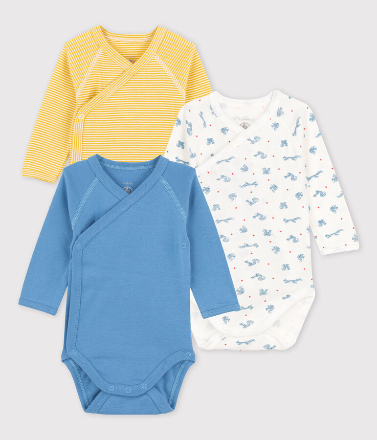 Lot de 3 bodies b&eacute;b&eacute; en coton biologique multicouleur