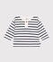 Tee-shirt manches longues en coton bébé blanc MARSHMALLOW/bleu SMOKING
