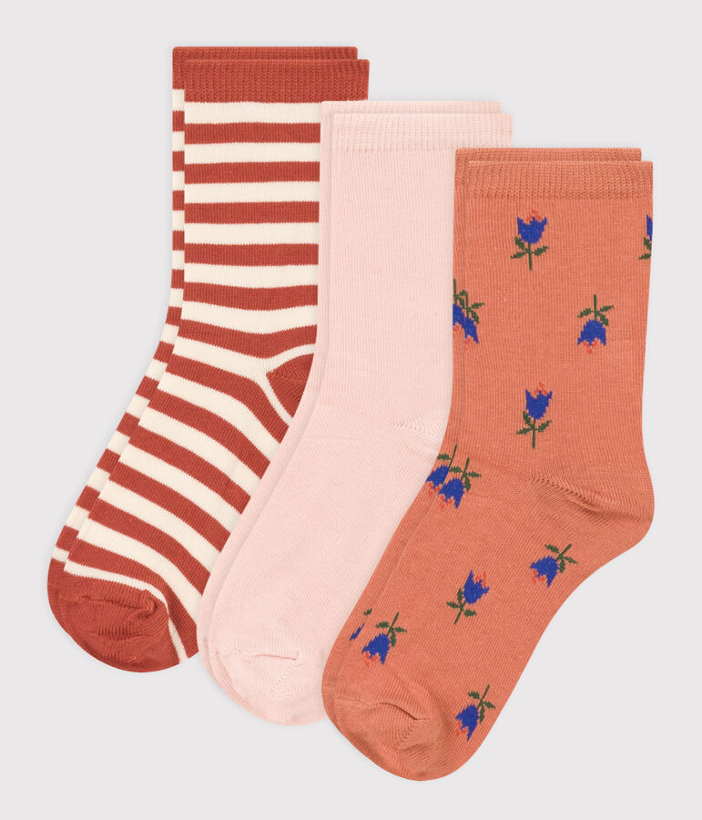 Lot de 3 paires de chaussettes fleurs enfant gar&ccedil;on-fille multicouleur