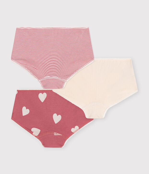 Lot de 3 shorties c&oelig;ur en coton enfant multicouleur