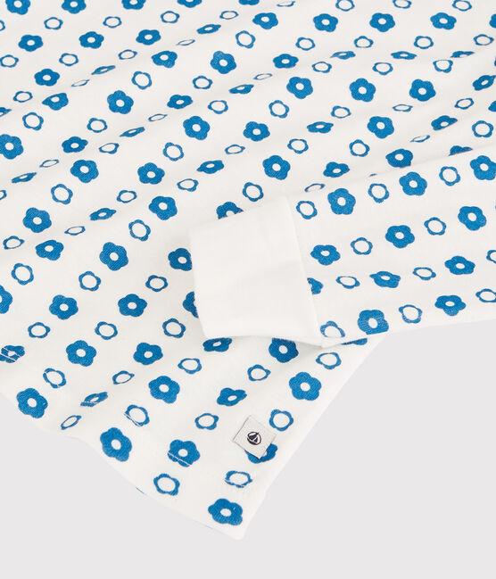 Pyjama imprimé fleurs graphique en coton enfant blanc MARSHMALLOW/ MALLARD