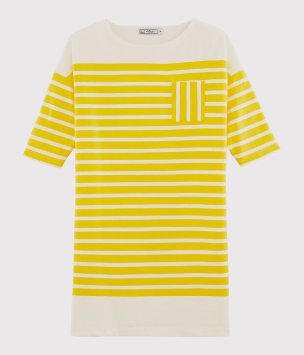Robe femme jaune/blanc