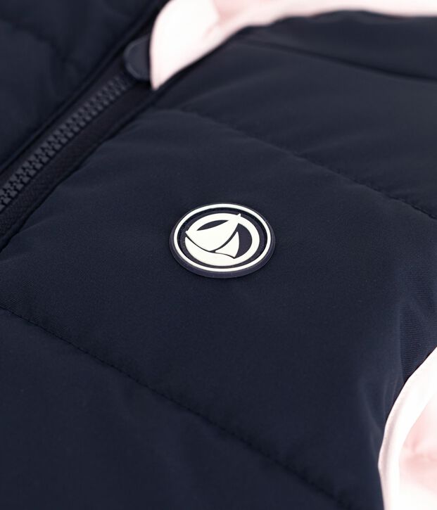 Doudoune enfant sans manche bicolore r&eacute;versible rose/bleu