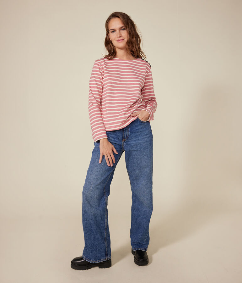 Marini&egrave;re boutonn&eacute;e en coton Femme rose ROSEWOOD/ AVALANCHE