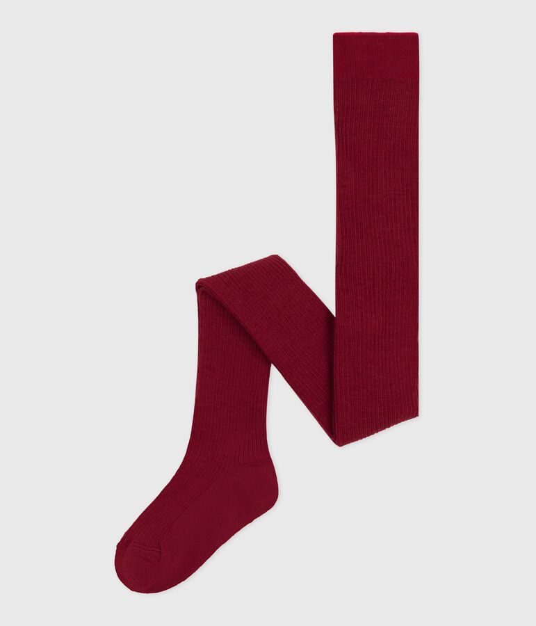 Collant enfant en laine rouge AMARANTE