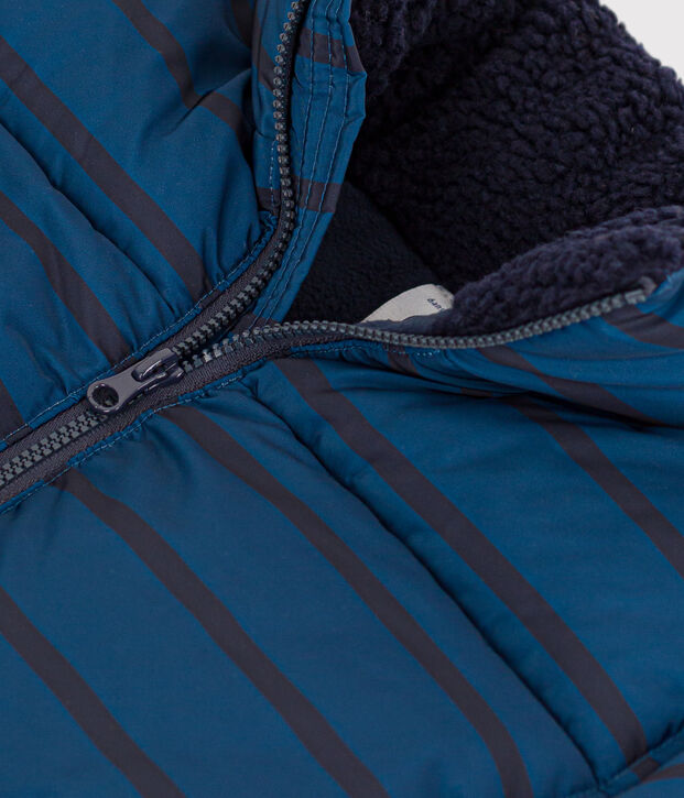 Doudoune avec capuche r&eacute;tractable enfant gar&ccedil;on bleu/bleu