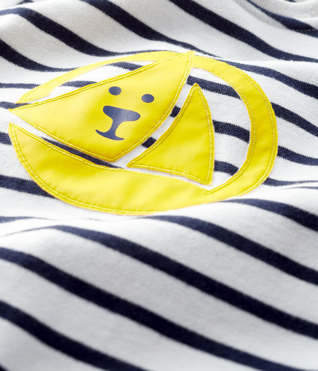 Combinaison longue b&eacute;b&eacute; gar&ccedil;on blanc/bleu