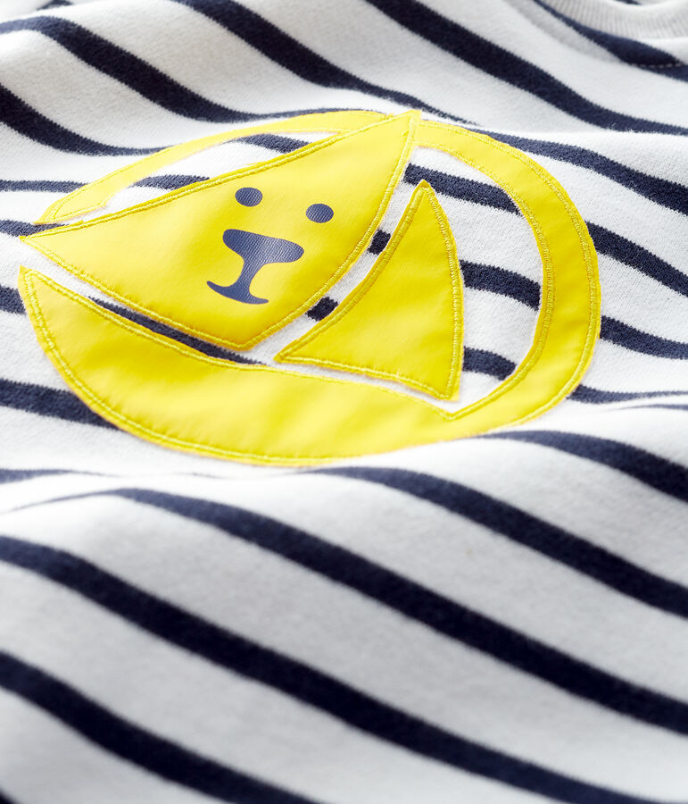 Combinaison longue b&eacute;b&eacute; gar&ccedil;on blanc MARSHMALLOW/bleu SMOKING