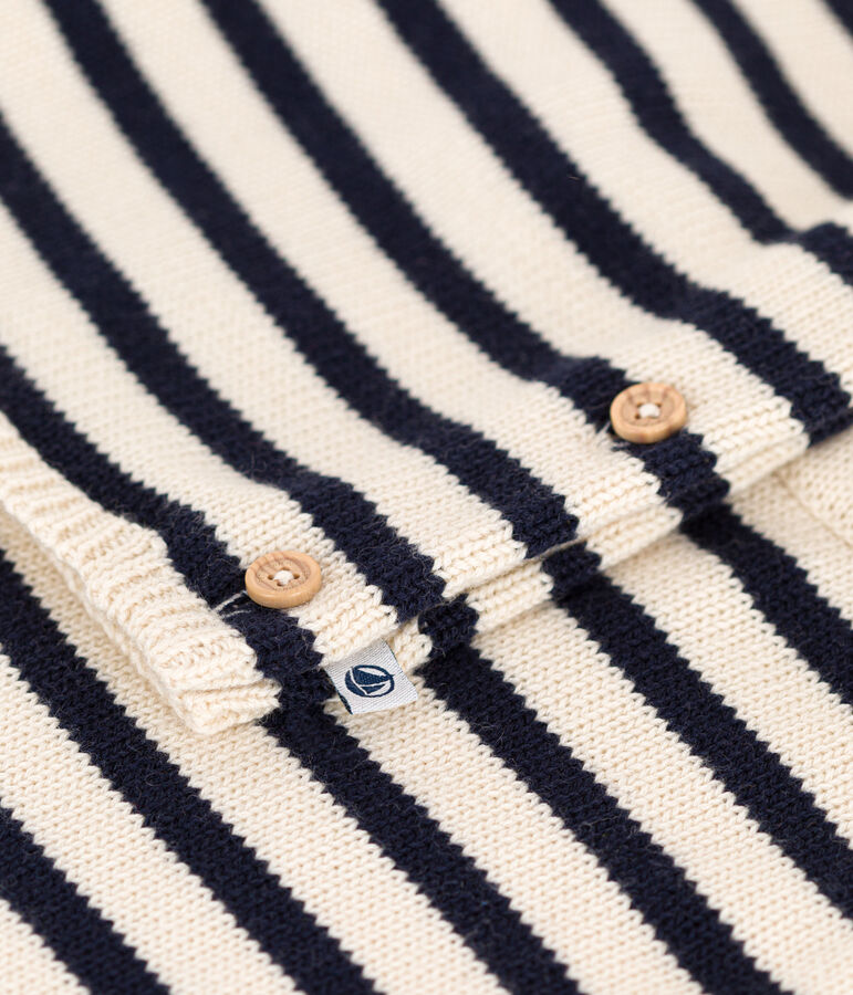 Ensemble en tricot laine et coton rayure marini&egrave;re b&eacute;b&eacute; blanc AVALANCHE/bleu SMOKING