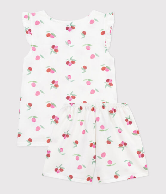Pyjama short enfant en coton imprimé fruits blanc MARSHMALLOW/blanc MULTICO