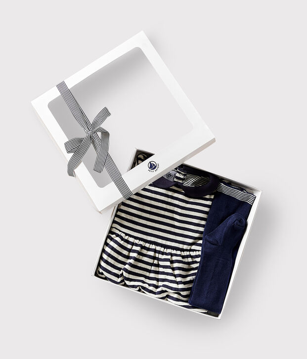 Coffret cadeau b&eacute;b&eacute; robe et collants multicouleur