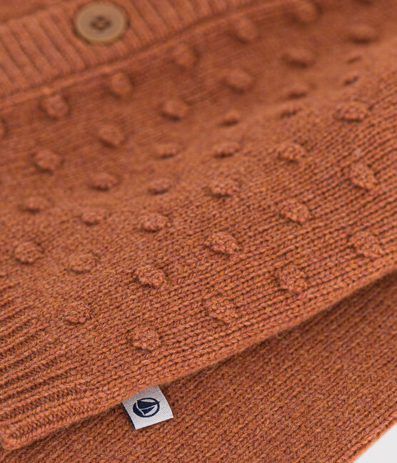 Cardigan en tricot de laine et nylon recyclé bébé marron ECUREUIL