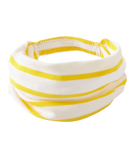 Fichu fille rayé blanc MARSHMALLOW/jaune SHINE