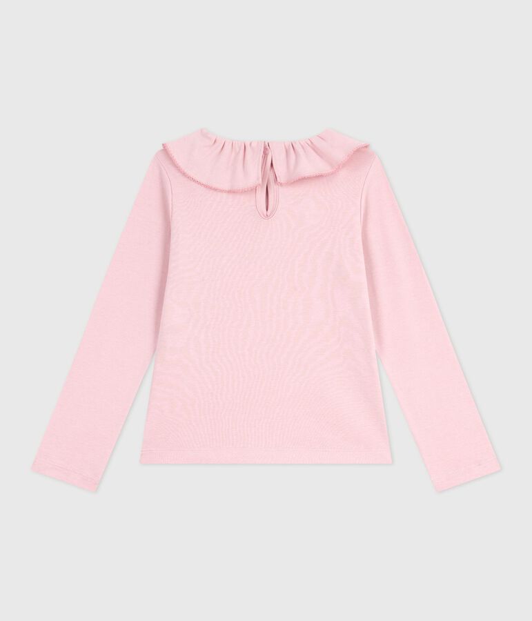 Tee-shirt enfant manches longues en coton uni rose JOLI