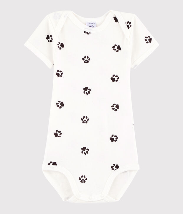 Body manches courtes b&eacute;b&eacute; fille-gar&ccedil;on blanc/gris