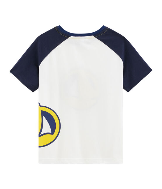 Tee-shirt enfant garcon blanc MARSHMALLOW/bleu SMOKING