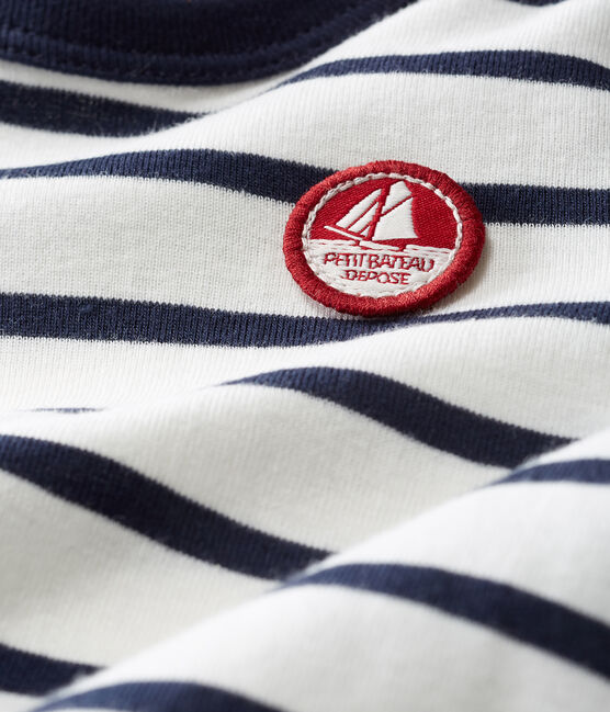 Tee shirt manches longues rayure marinière bébé garçon blanc MARSHMALLOW/bleu SMOKING