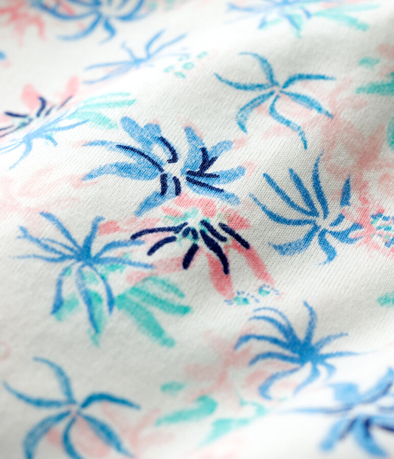 Combicourt an&eacute;mones b&eacute;b&eacute; fille en jersey fin blanc MARSHMALLOW/blanc MULTICO