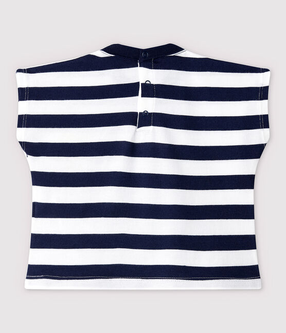 Tee-shirt manches courtes en jersey bébé garçon bleu SMOKING/blanc MARSHMALLOW
